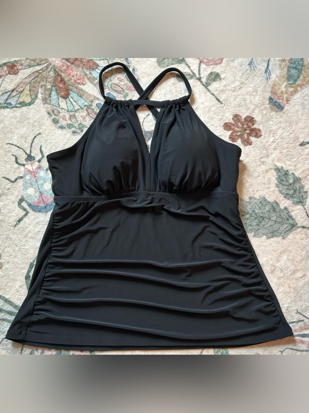 Freely Black Halter Crossback Tankini Top